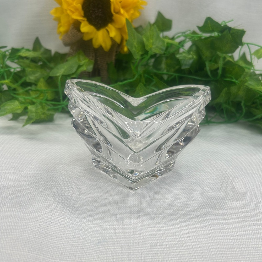 Mikasa Clear Lead Crystal Heart Candle Holder Ribbed Votive Tealight 3"x4.5".x2"